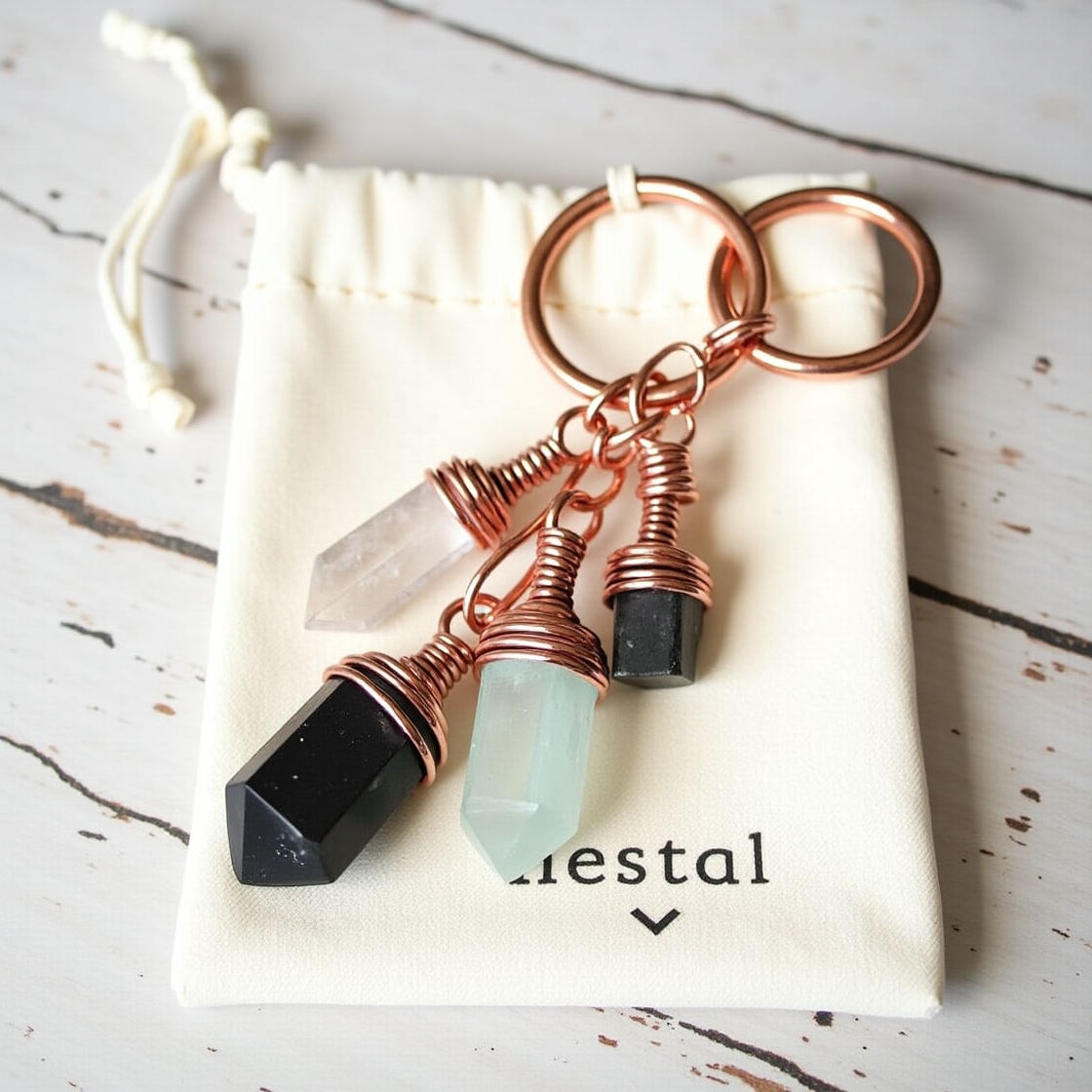 Aura Protection Crystal Travel Keychain Set